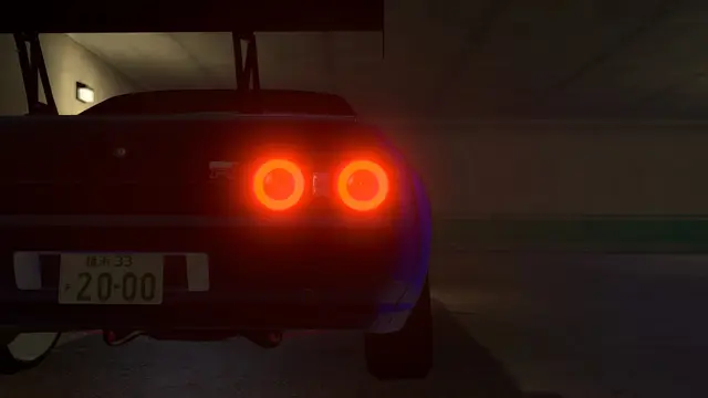 Nissan R34 GTR tail lights at night